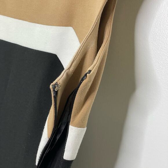 Nine Co Shift Dress Sleeveless Boat Neck Colorblock Brown Black Office Siren 14‎ - Picture 6 of 11